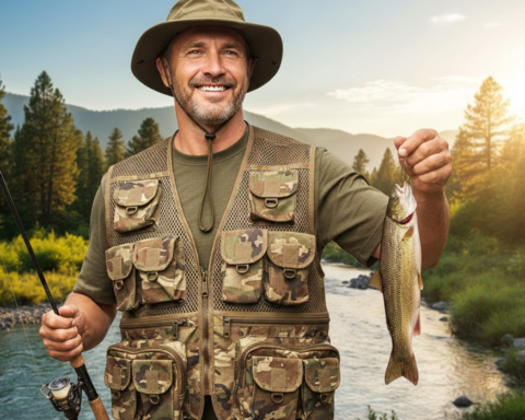 gihuo men's camo outdoor fishing travel safari mesh vest pockets​