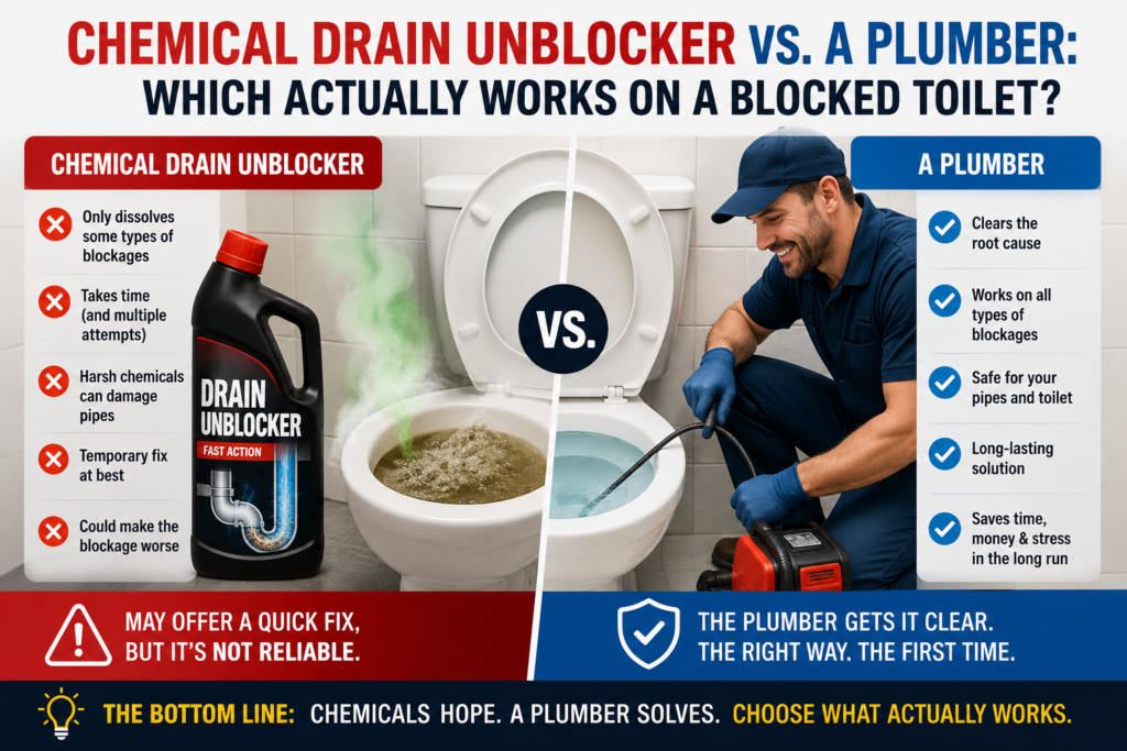 Chemical Drain Unblocker vs. a Plumber: Which Actually Works on a Blocked Toilet?